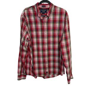 Abercrombie & Fitch Red Plaid Mens Long Sleeve Button-Up Shirt Size XL